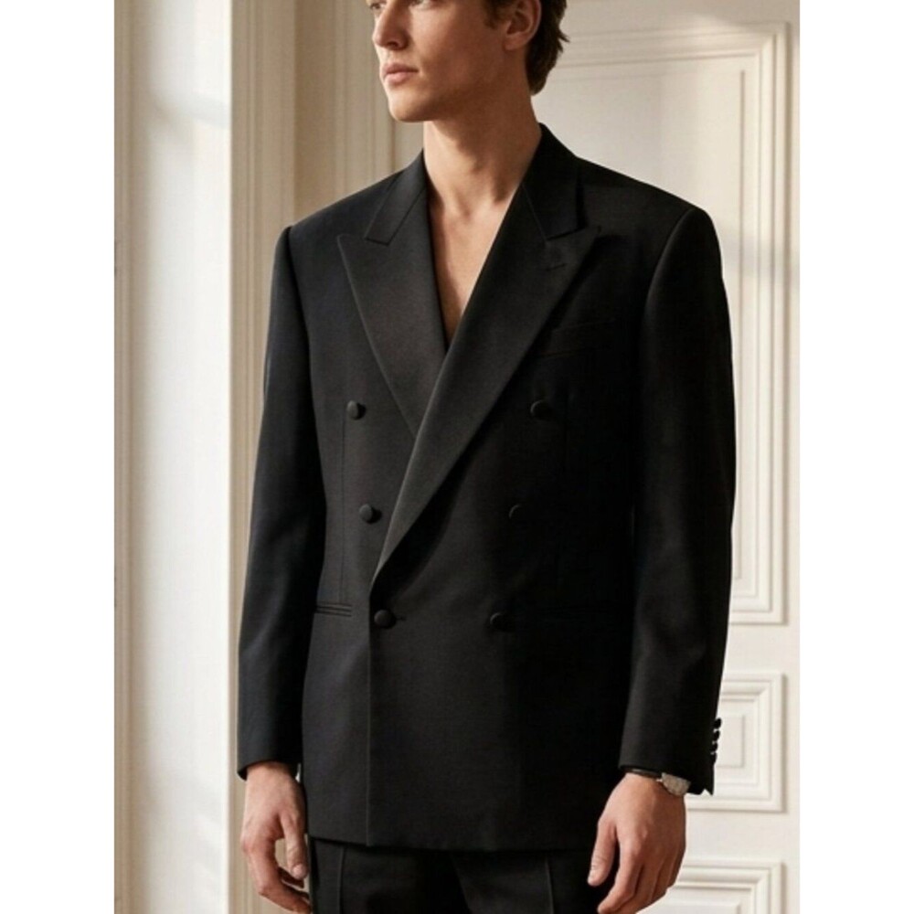 Principe Men's Black Double-Breasted Tux Blazer Size 49R